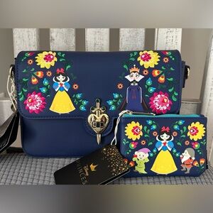 Loungefly Disney Snow White Seven Dwarves Folk Character Crossbody & Coin Pouch